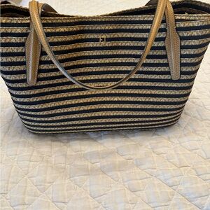 Eric Javits Black and Tan Striped Tote